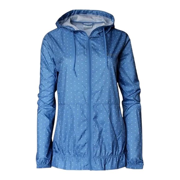 Columbia Jackets & Blazers - Columbia Women's Windbreaker Jacket Pockets Blue Stars Hood Full Zip XL